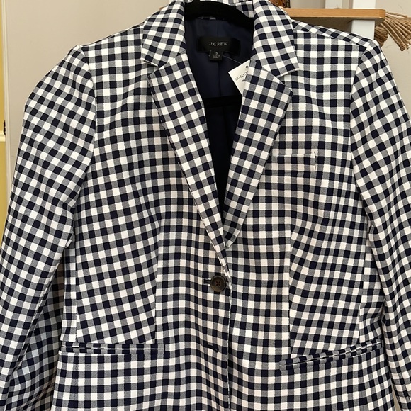 Navy and White Gingham Blazer Jacket - Picture 3 of 4